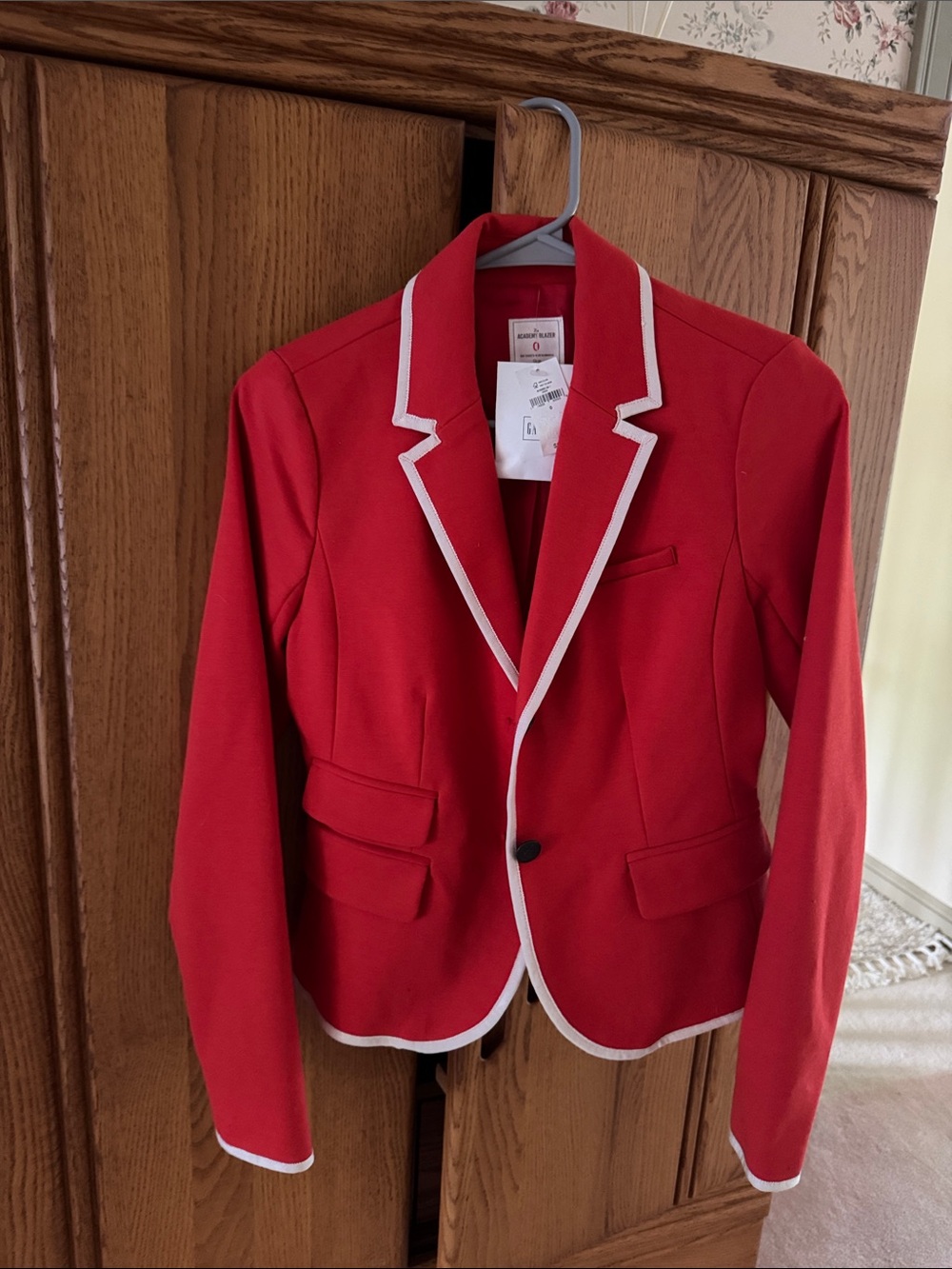 Orange Blazer with White Trim - Classic Women's Jacket